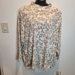 Women within size 5x red green floral high neck holiday top